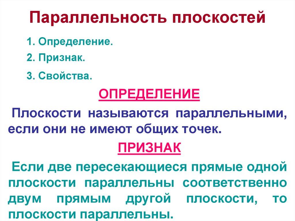 Параллельность плоскостей