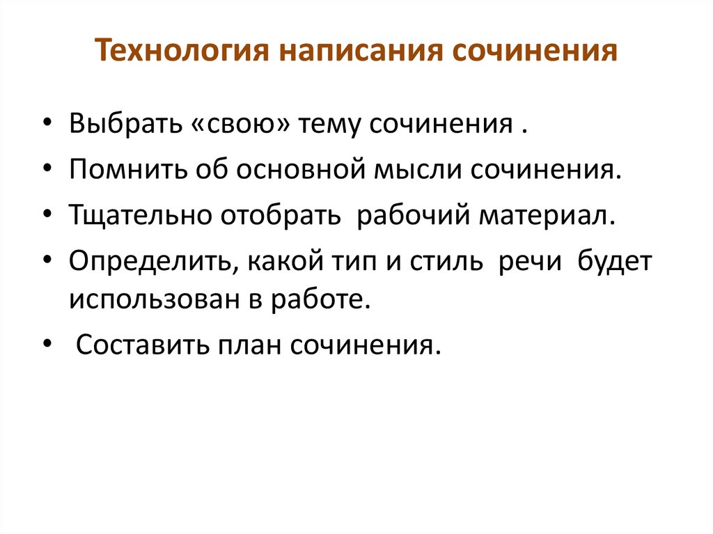 Технология написания сочинения