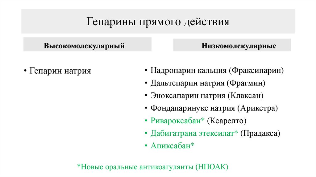 Гепарины прямого действия