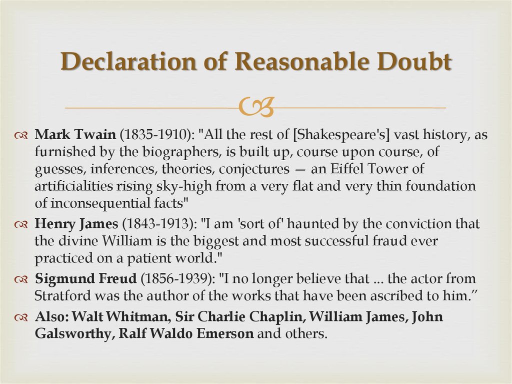 Declaration of Reasonable Doubt