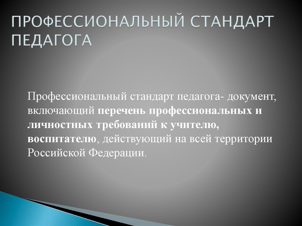 ПРОФЕССИОНАЛЬНЫЙ СТАНДАРТ ПЕДАГОГА
