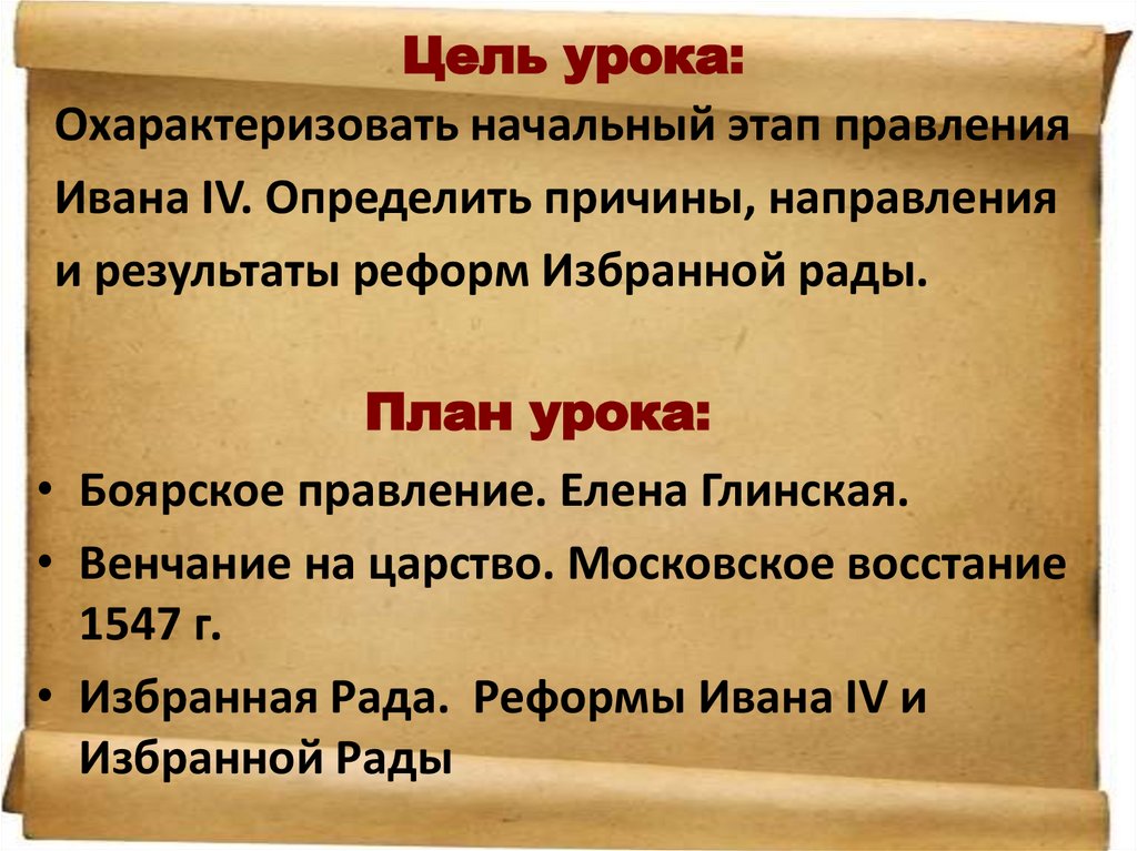 План урока: