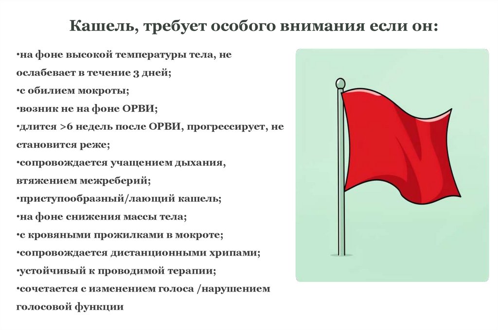 Кашель, требует особого внимания если он: