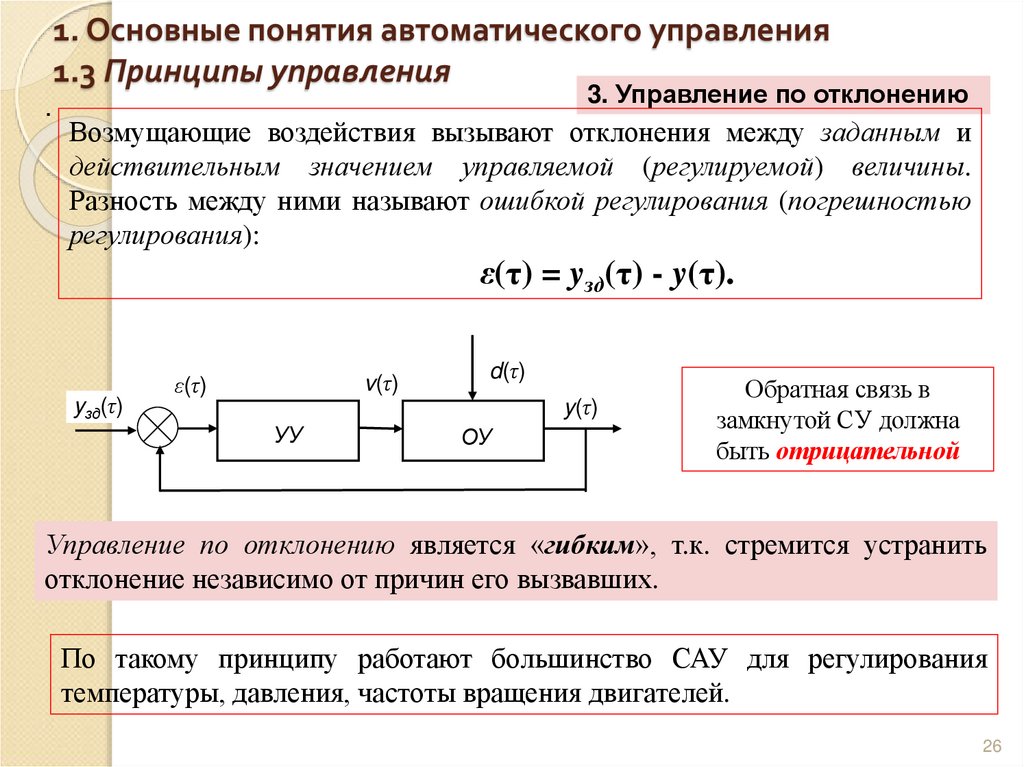 1. Основные понятия автоматического управления 1.3 Принципы управления