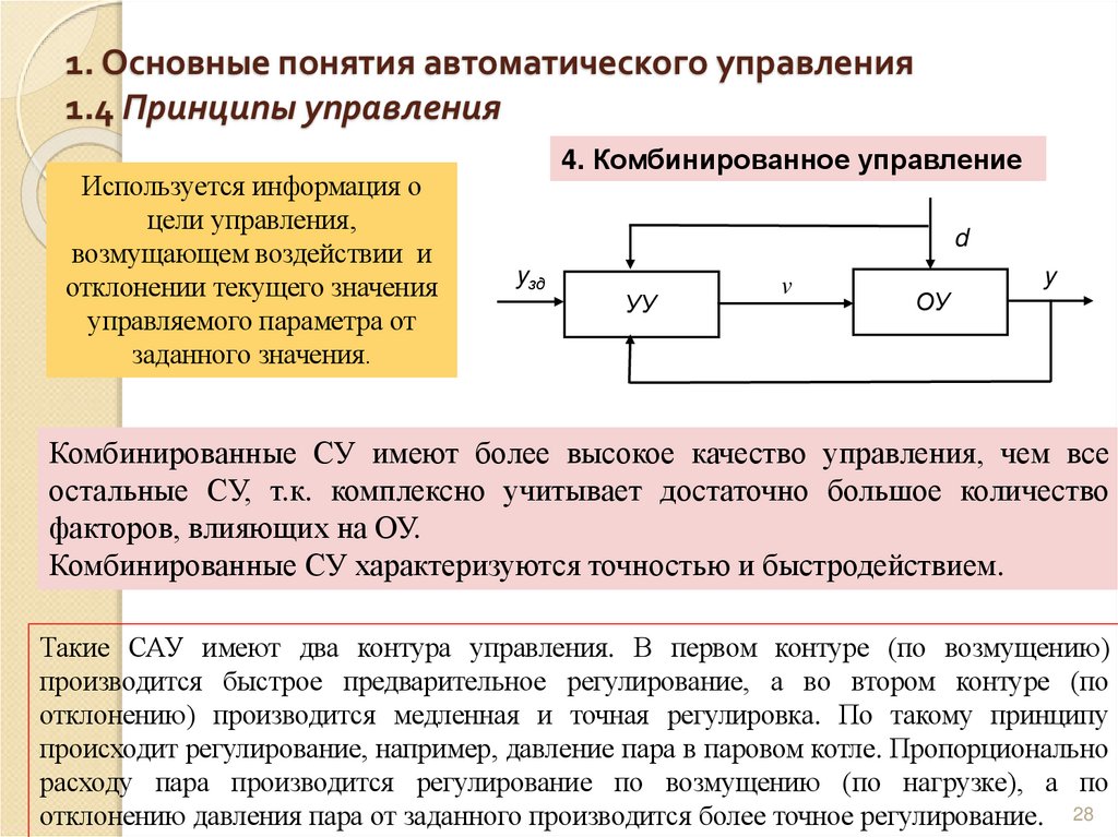 1. Основные понятия автоматического управления 1.4 Принципы управления