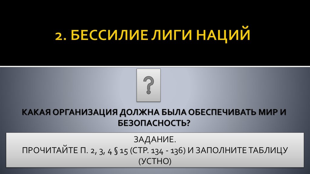 2. БЕССИЛИЕ ЛИГИ НАЦИЙ