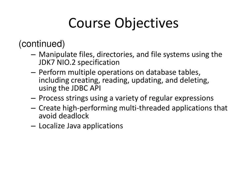 Course Objectives