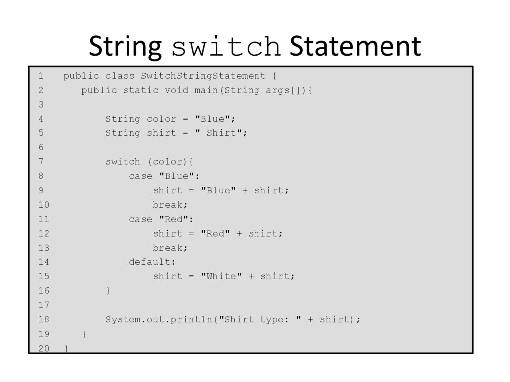 String switch Statement