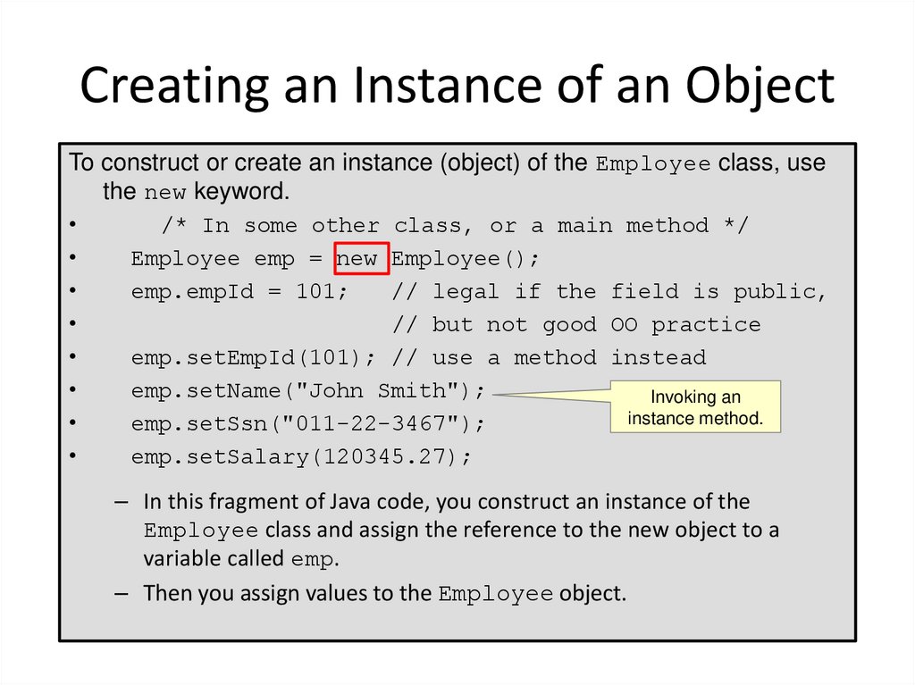 Creating an Instance of an Object