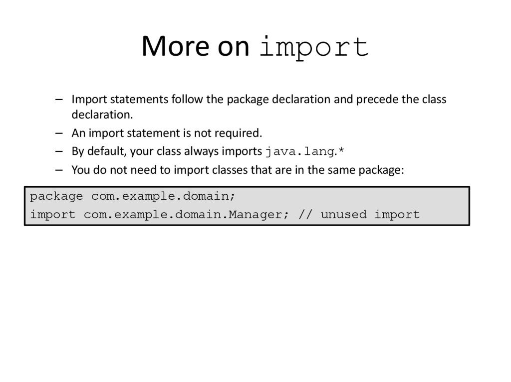 More on import