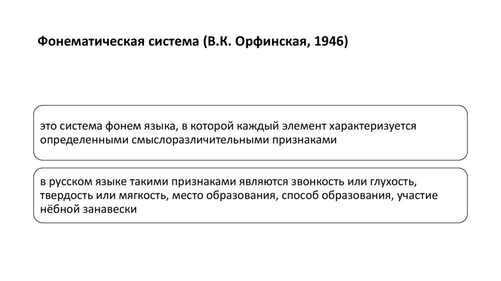 Фонематическая система (В.К. Орфинская, 1946)