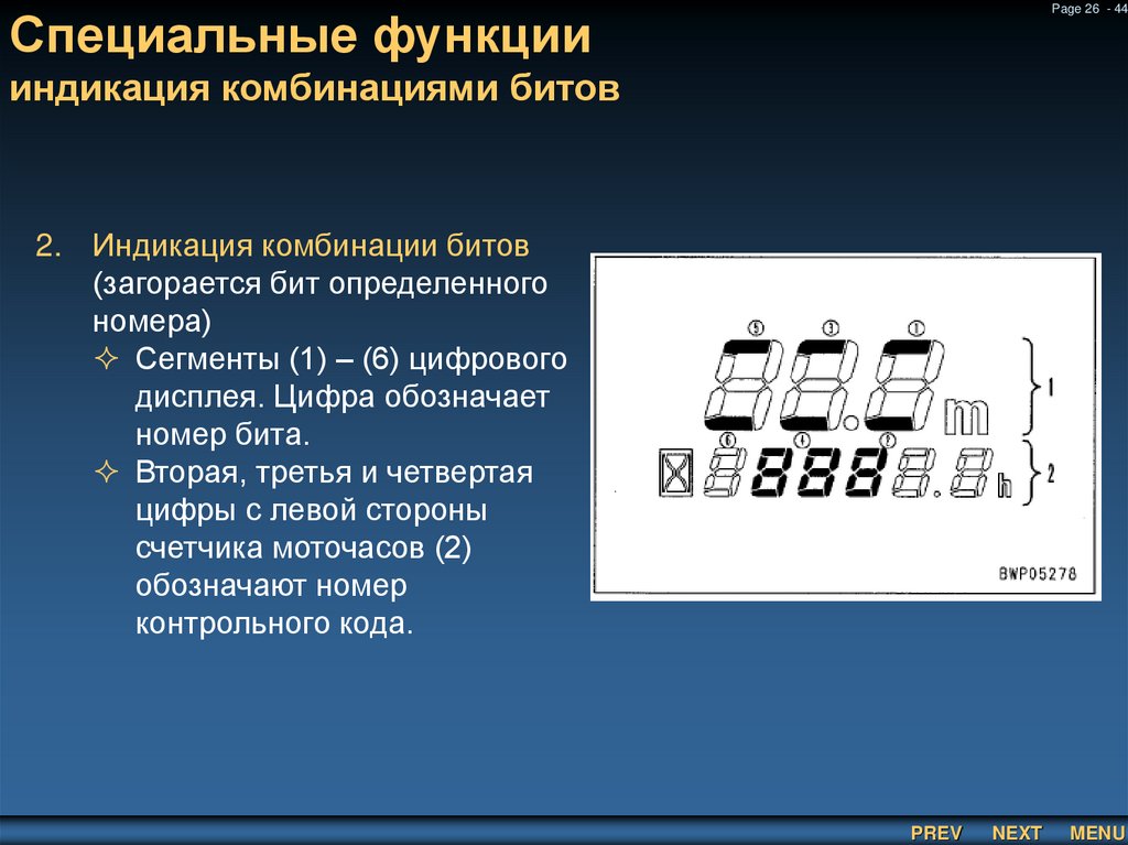 Специальные функции индикация комбинациями битов