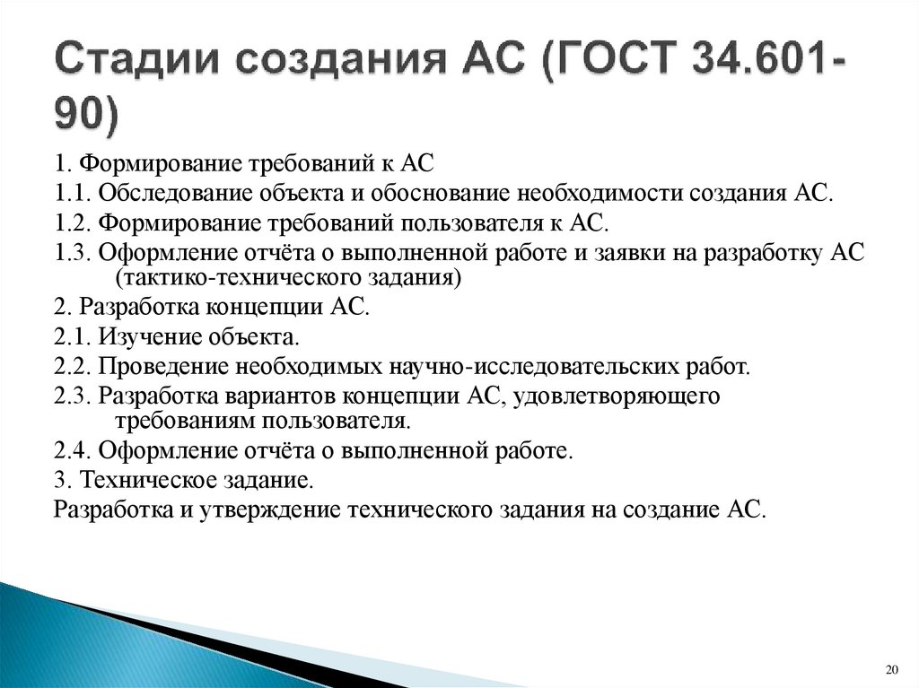 Стадии создания АС (ГОСТ 34.601-90)