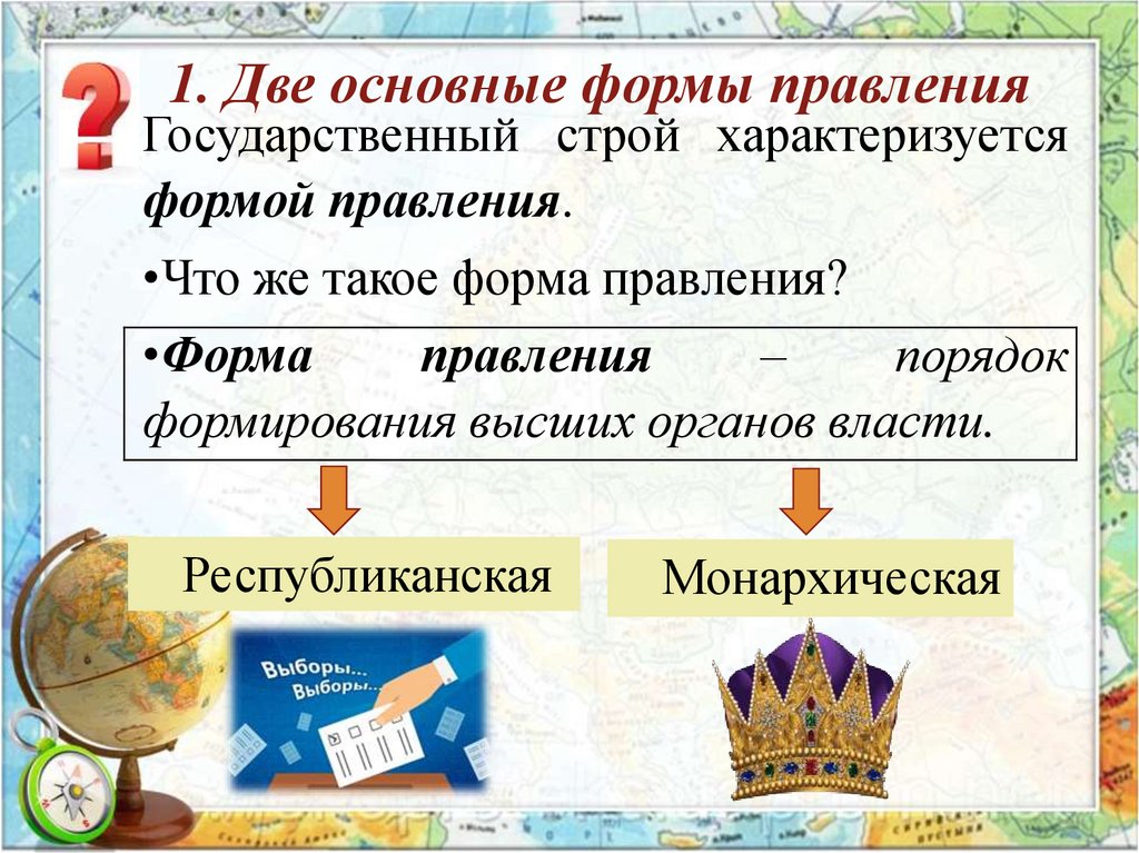 1. Две основные формы правления