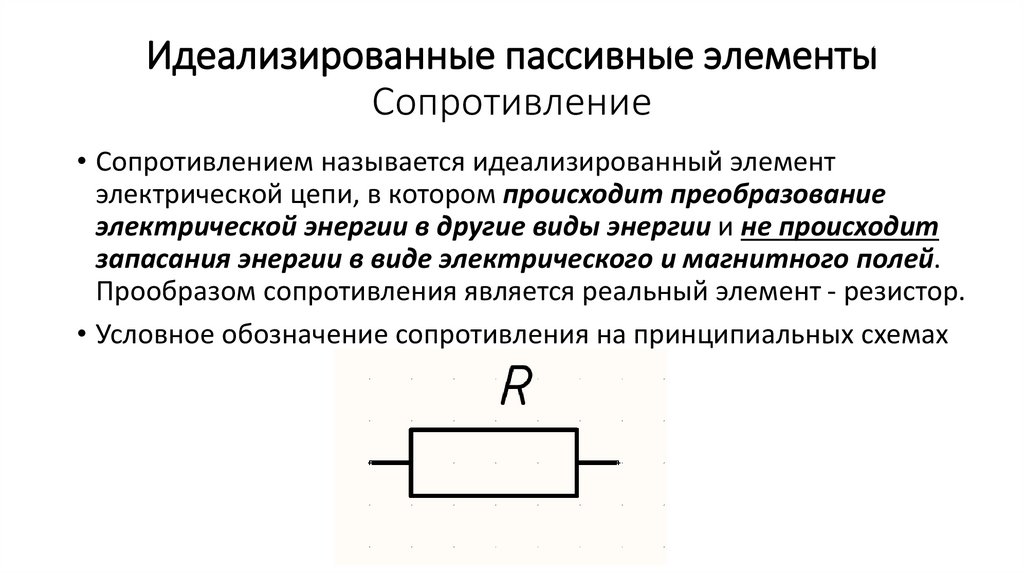 Идеализированные пассивные элементы Сопротивление