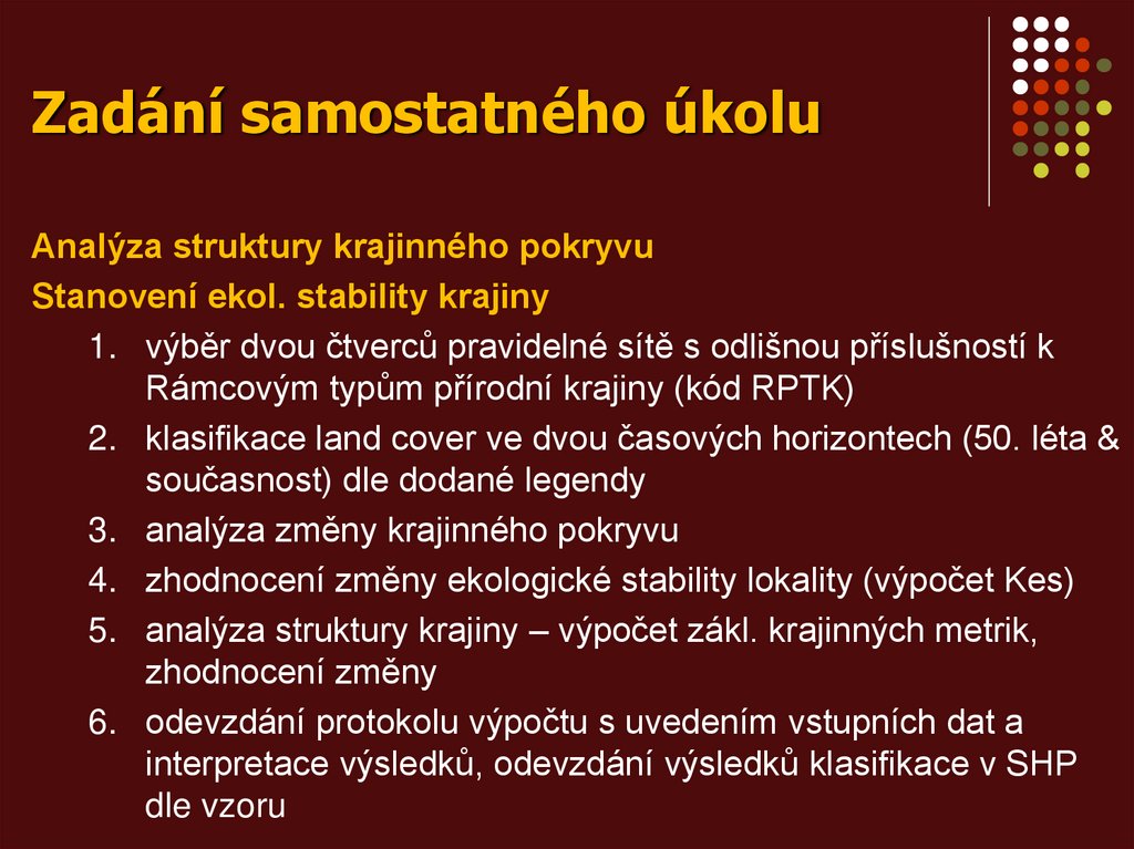 Zadání samostatného úkolu