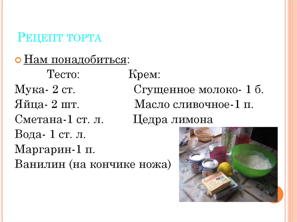 Рецепт торта