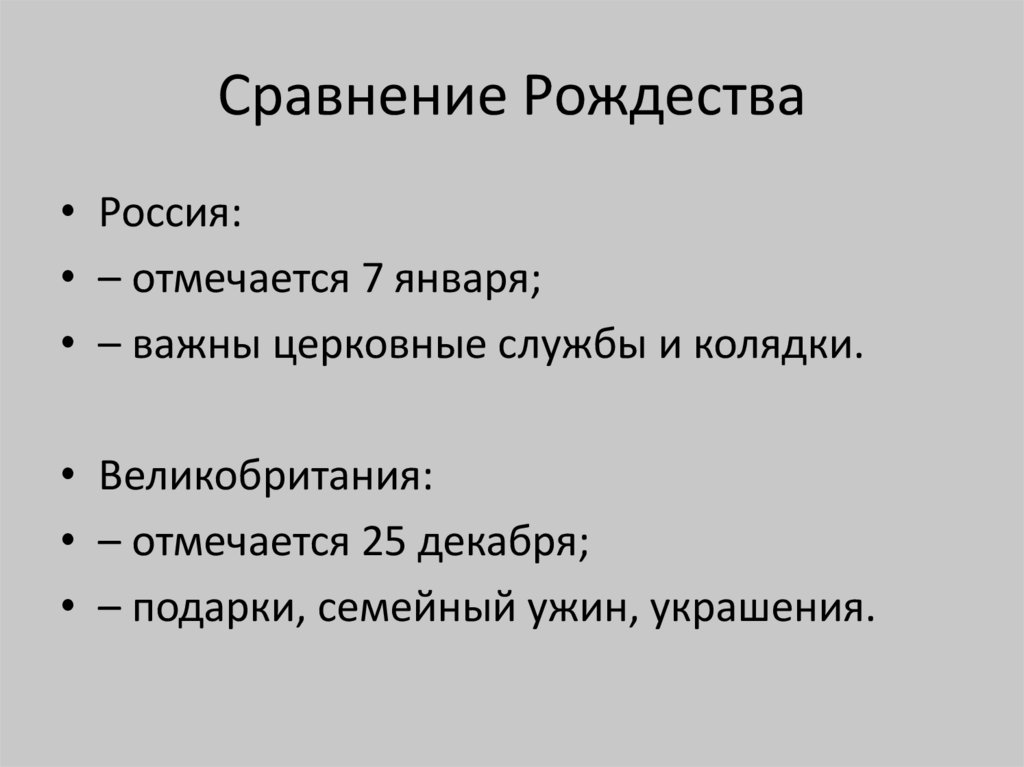 Сравнение Рождества