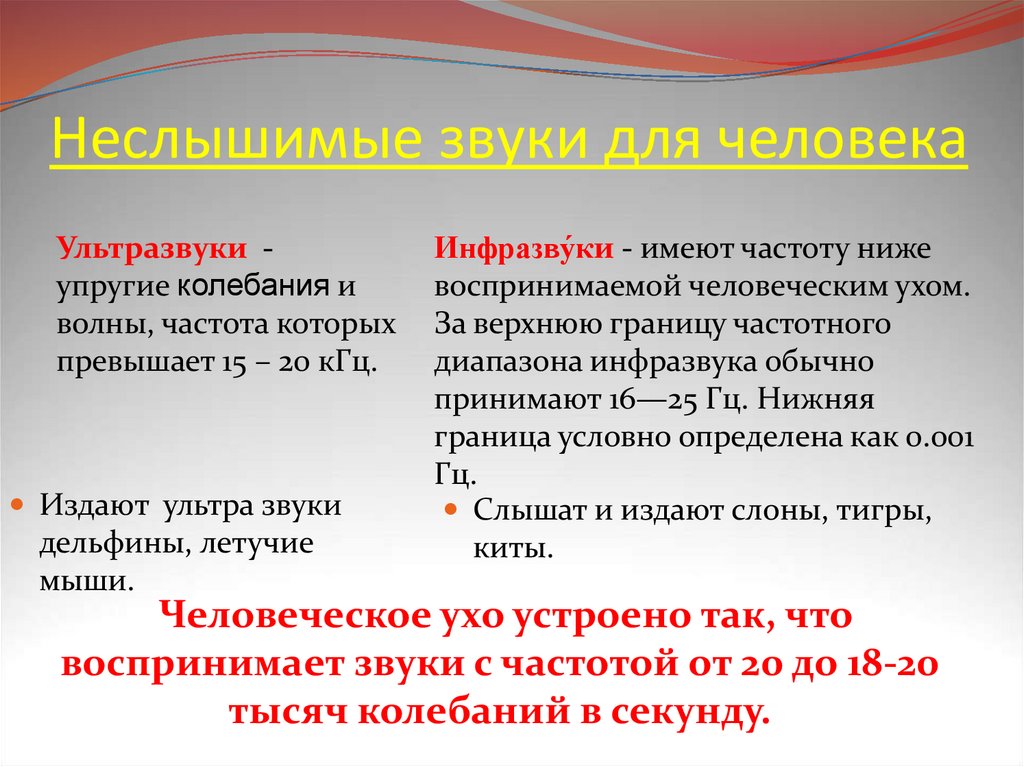 Неслышимые звуки для человека