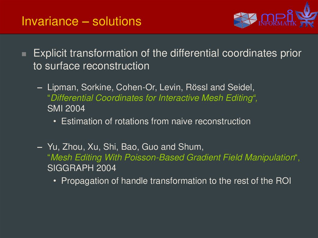 Invariance – solutions