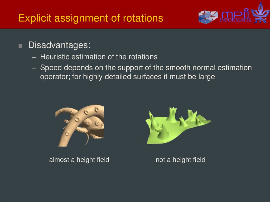 Explicit assignment of rotations