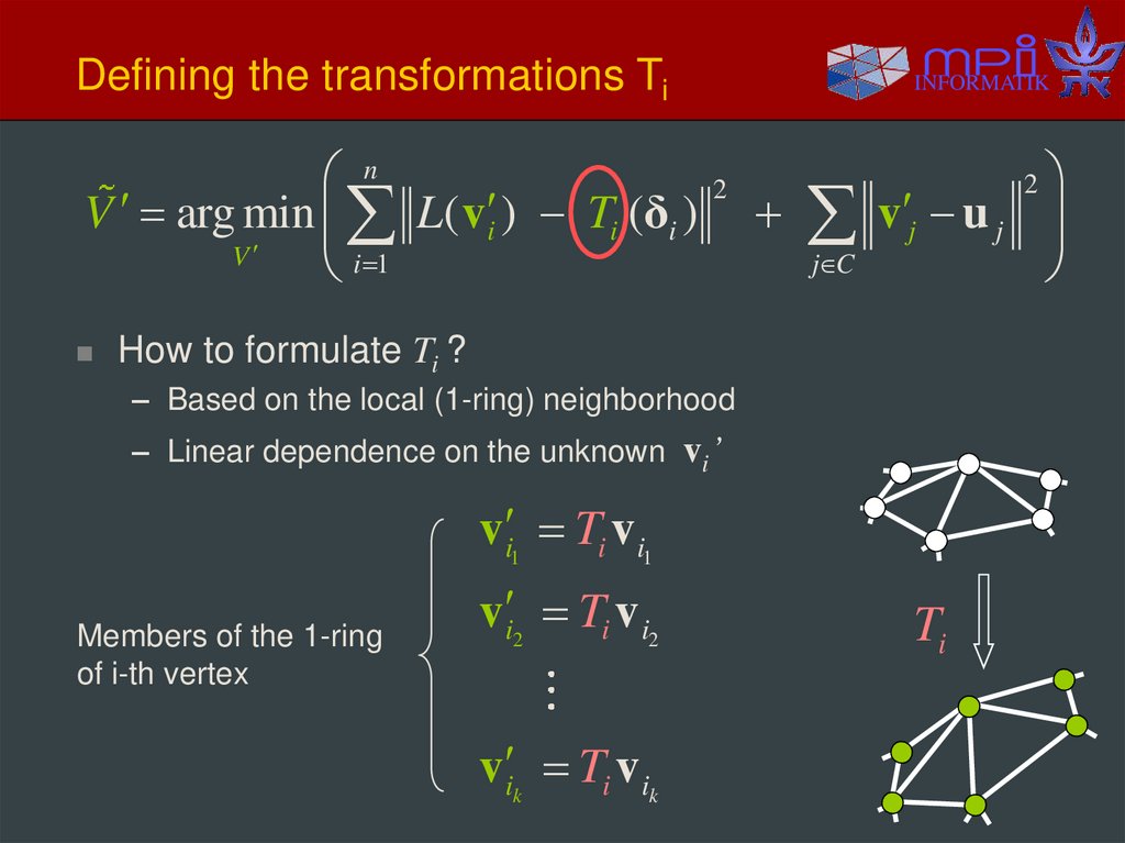 Defining the transformations Ti