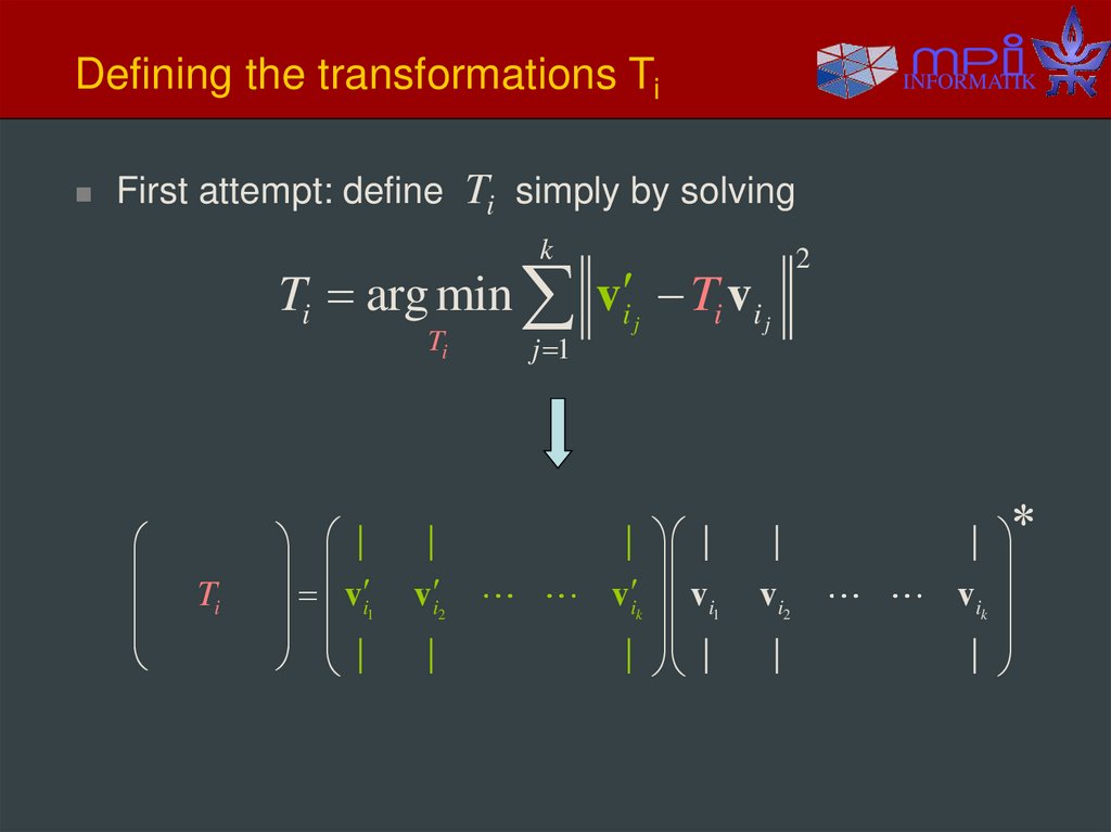 Defining the transformations Ti
