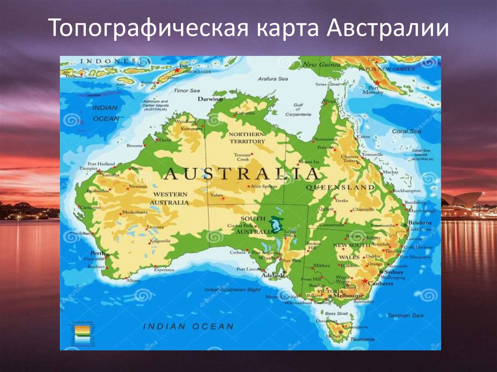 Топографическая карта Австралии