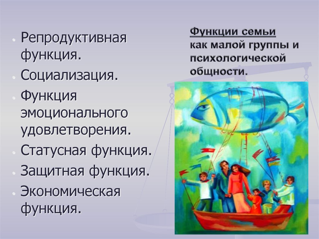 Функции семьи как малой группы и психологической общности.
