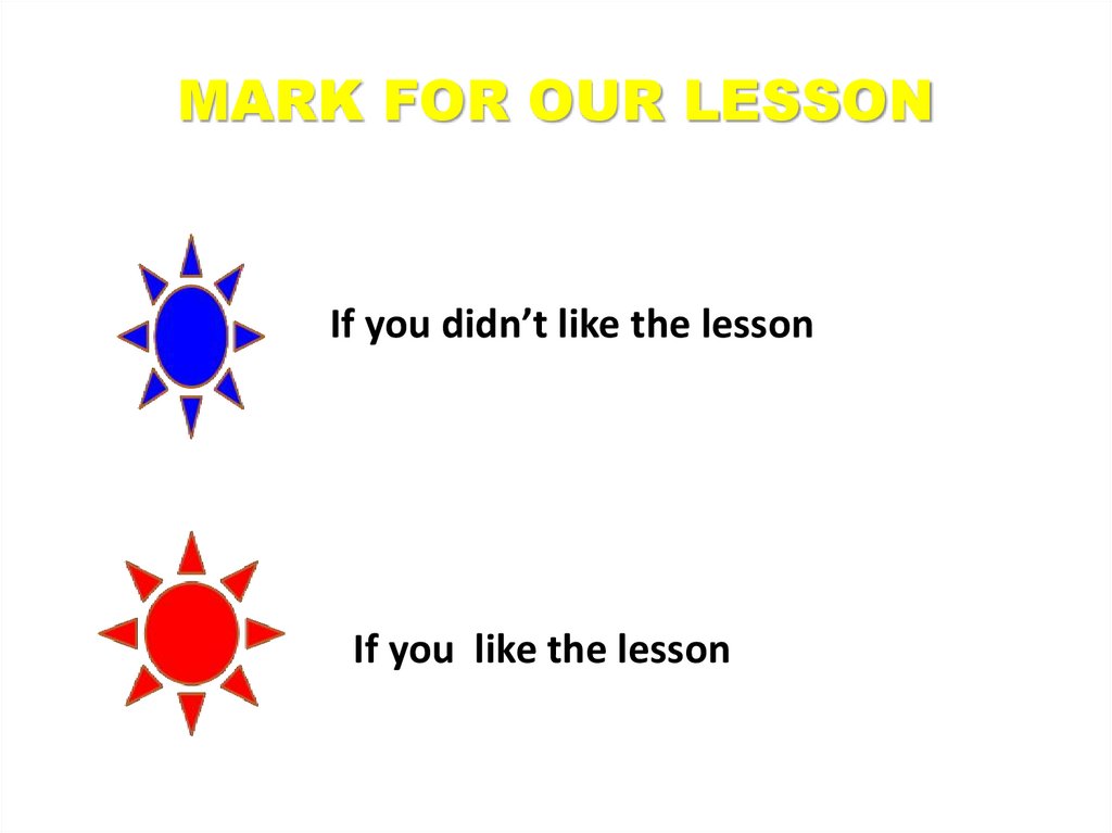 MARK FOR OUR LESSON