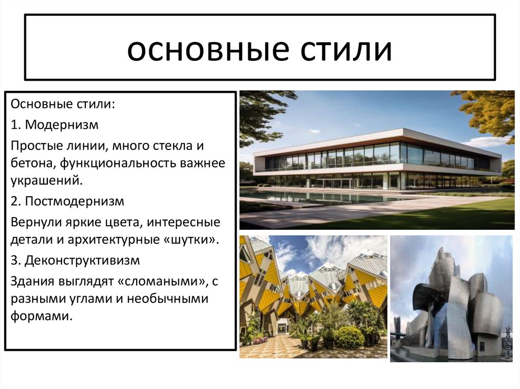 основные стили