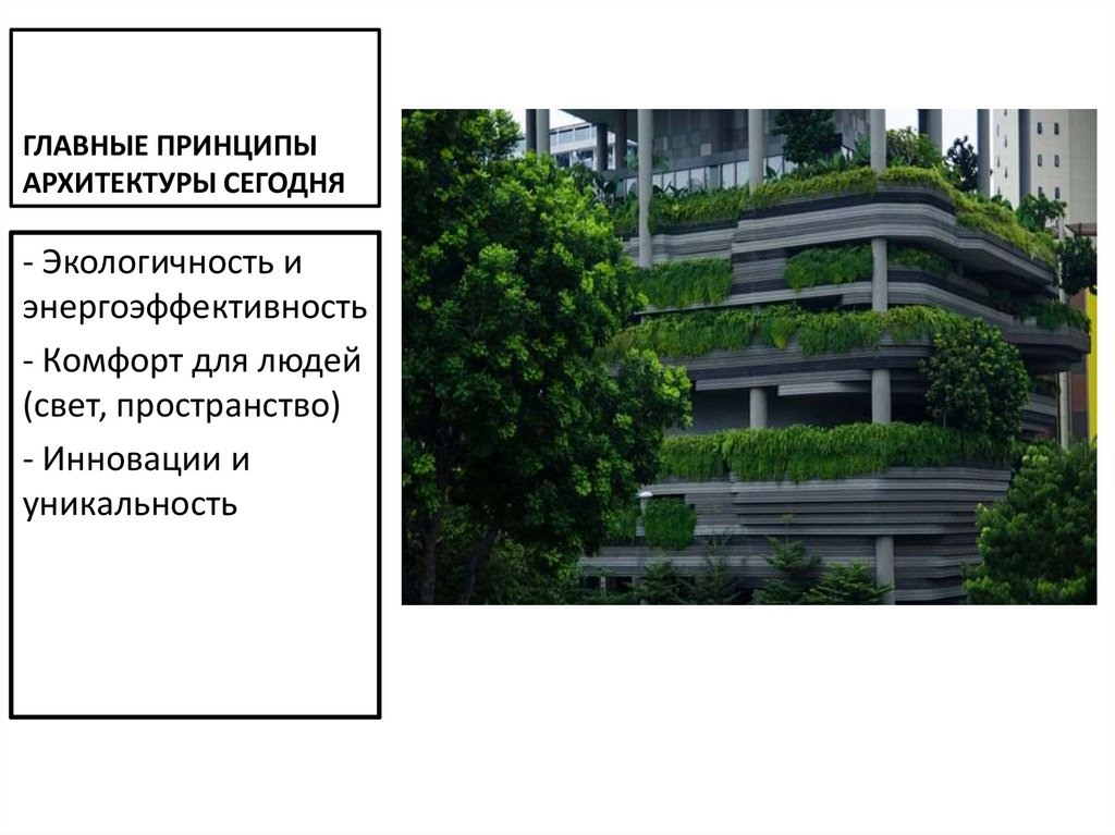 ГЛАВНЫЕ ПРИНЦИПЫ АРХИТЕКТУРЫ СЕГОДНЯ