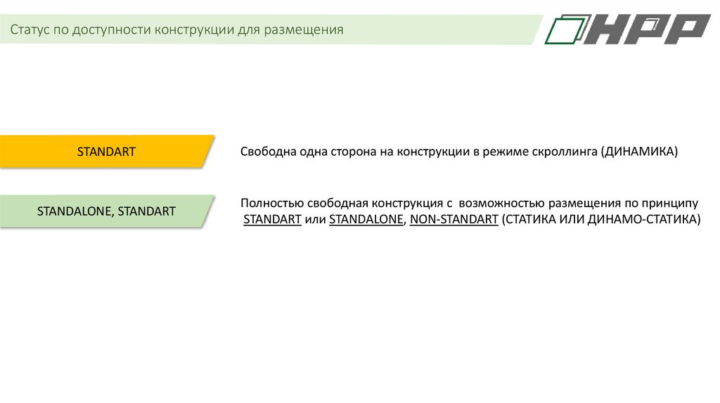 Cтатус по доступности конструкции для размещения