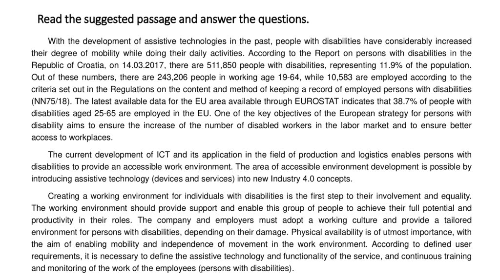 Read the suggested passage and answer the questions.