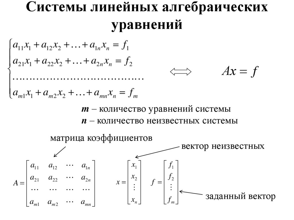 Системы линейных алгебраических уравнений