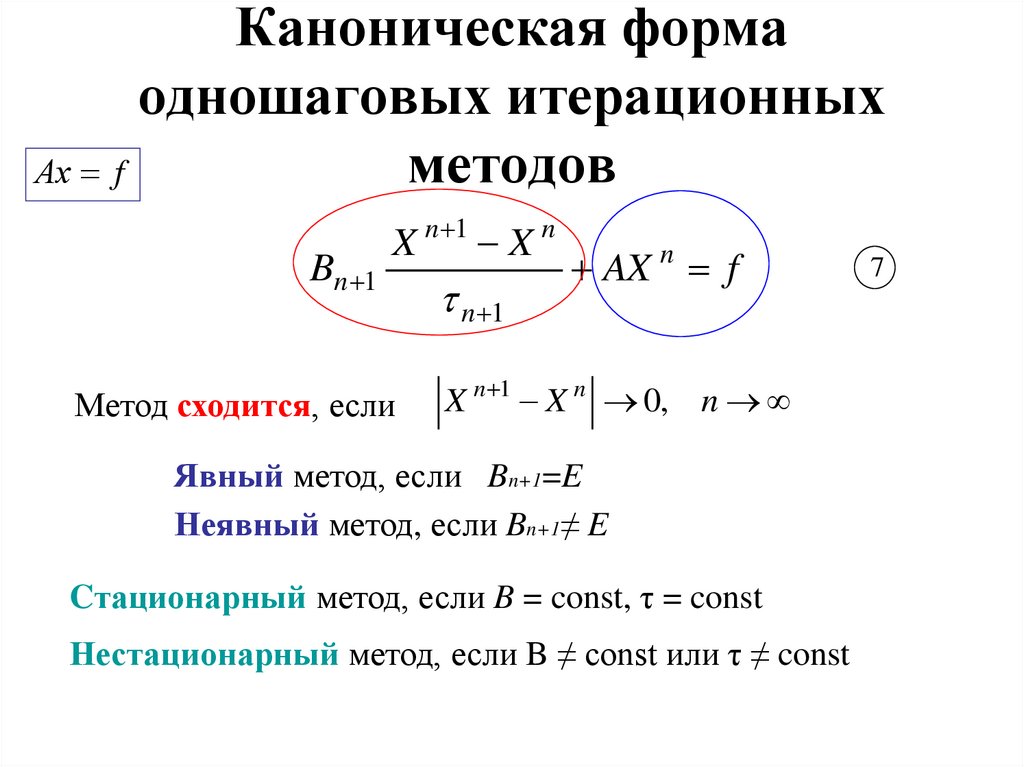 Каноническая форма одношаговых итерационных методов