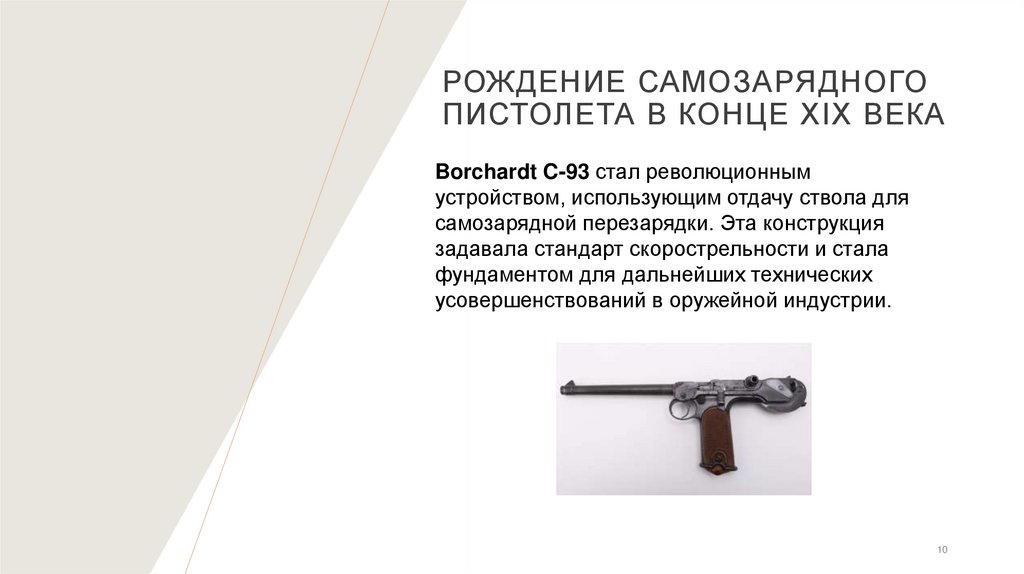 рождение самозарядного пистолета в конце XIX века
