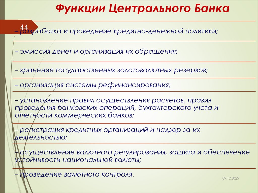 Функции Центрального Банка