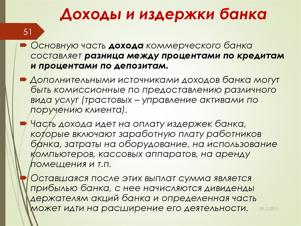 Доходы и издержки банка