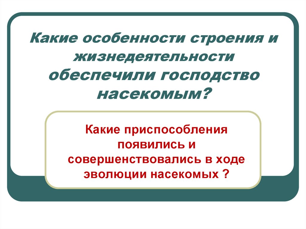 Какие особенности строения и жизнедеятельности обеспечили господство насекомым?