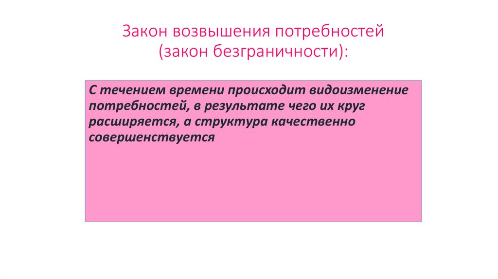 Закон возвышения потребностей (закон безграничности):