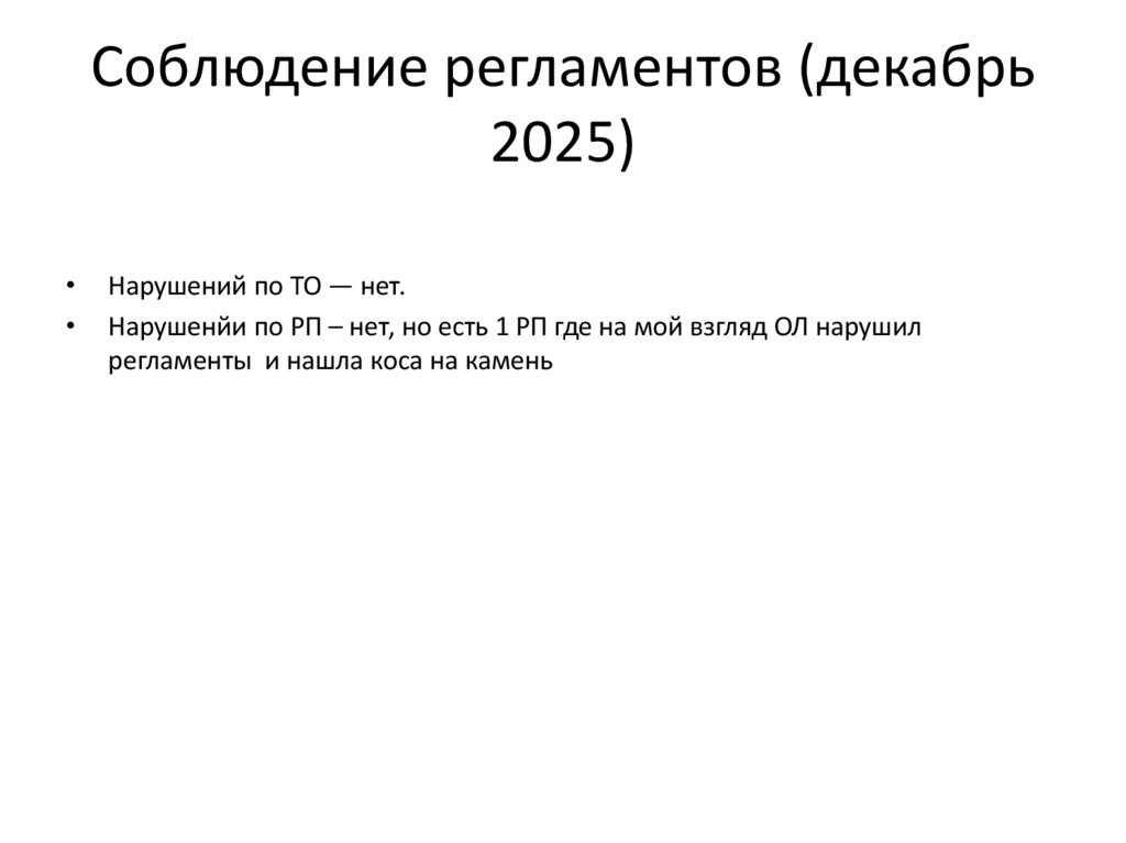 Соблюдение регламентов (декабрь 2025)