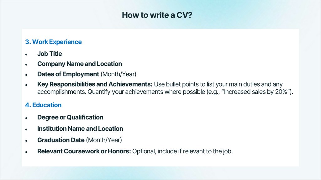 How to write a CV?