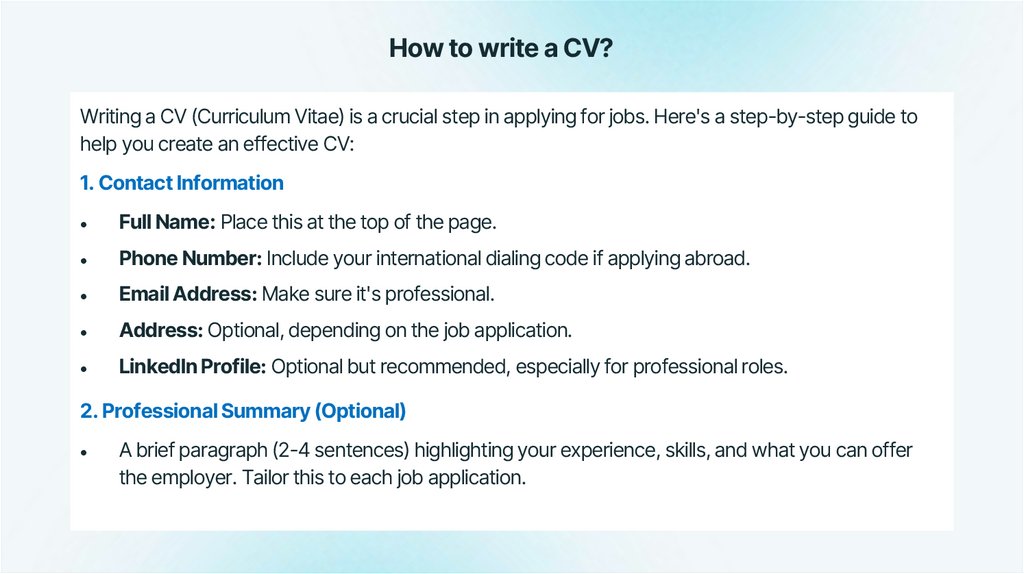 How to write a CV?