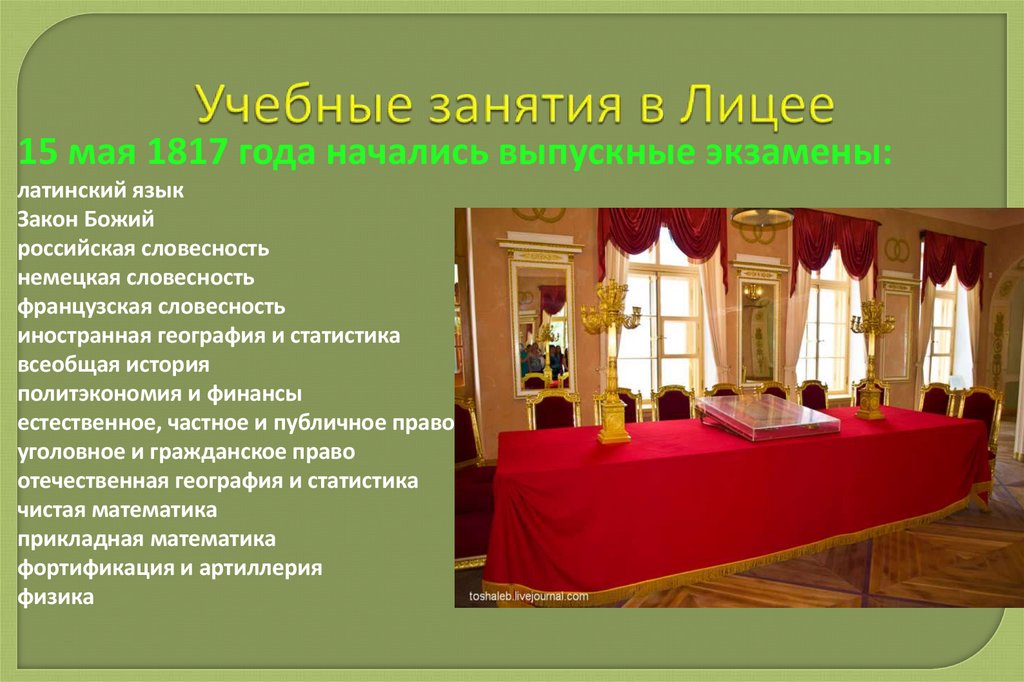 Учебные занятия в Лицее