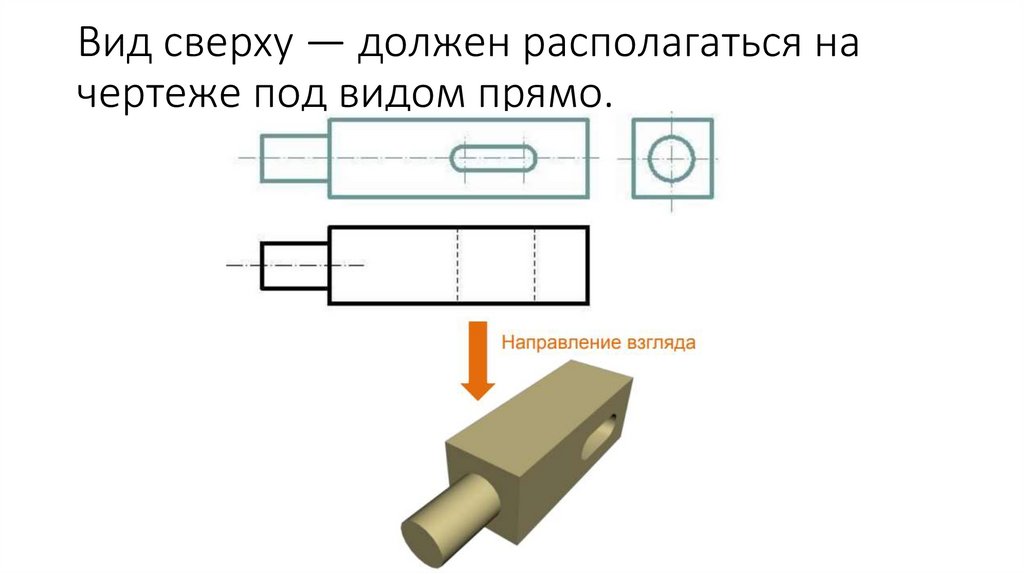 Вид сверху — должен располагаться на чертеже под видом прямо.