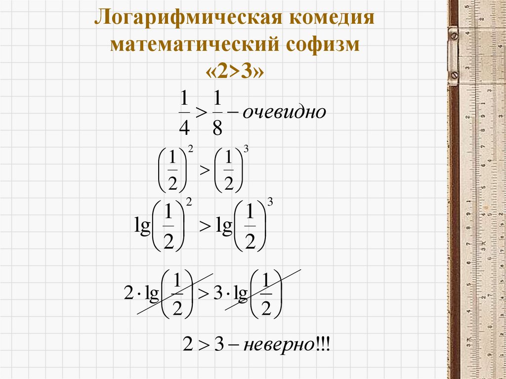 Логарифмическая комедия математический софизм «2>3»