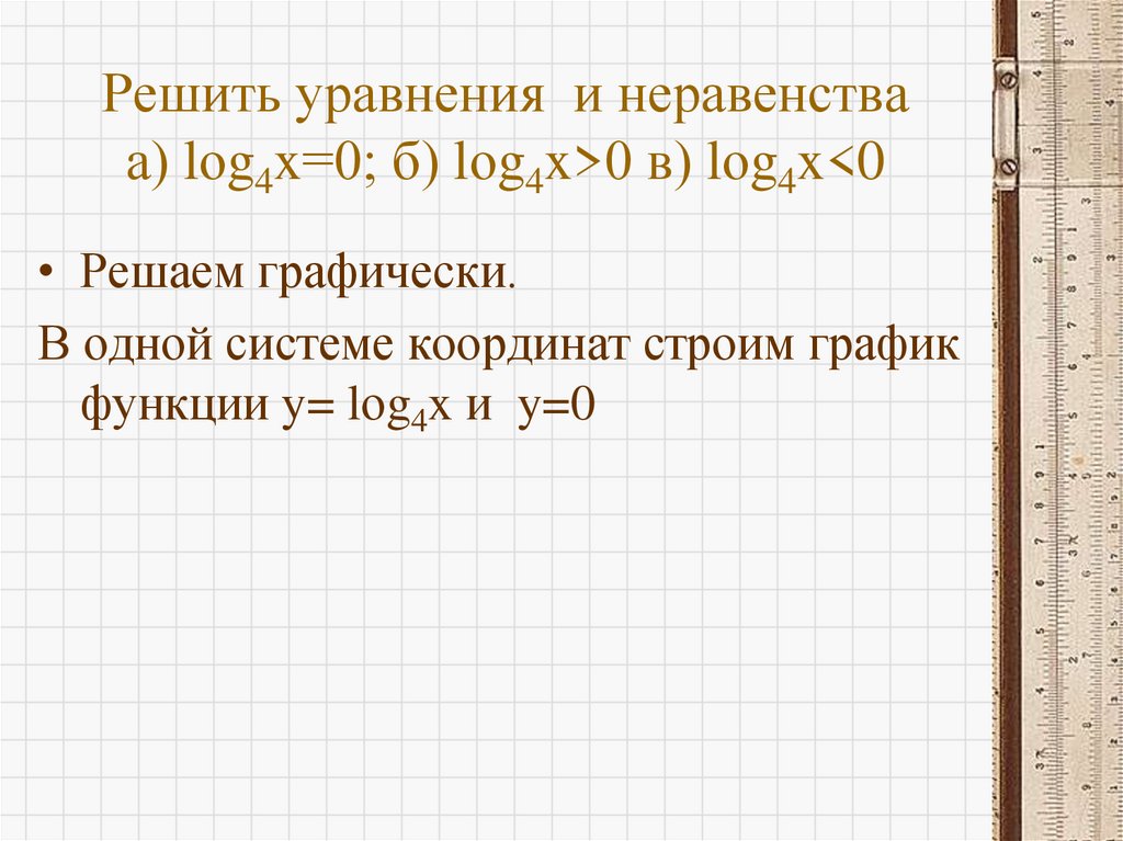 Решить уравнения и неравенства а) lоg4x=0; б) lоg4x>0 в) lоg4x<0