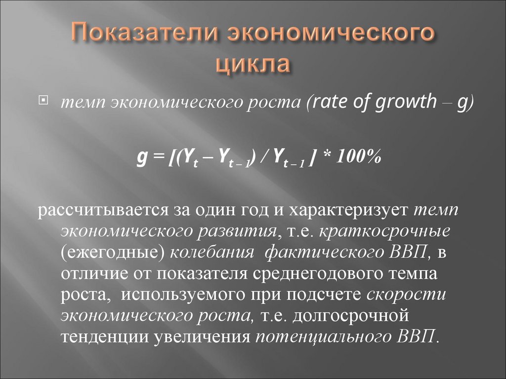 Показатели экономического цикла