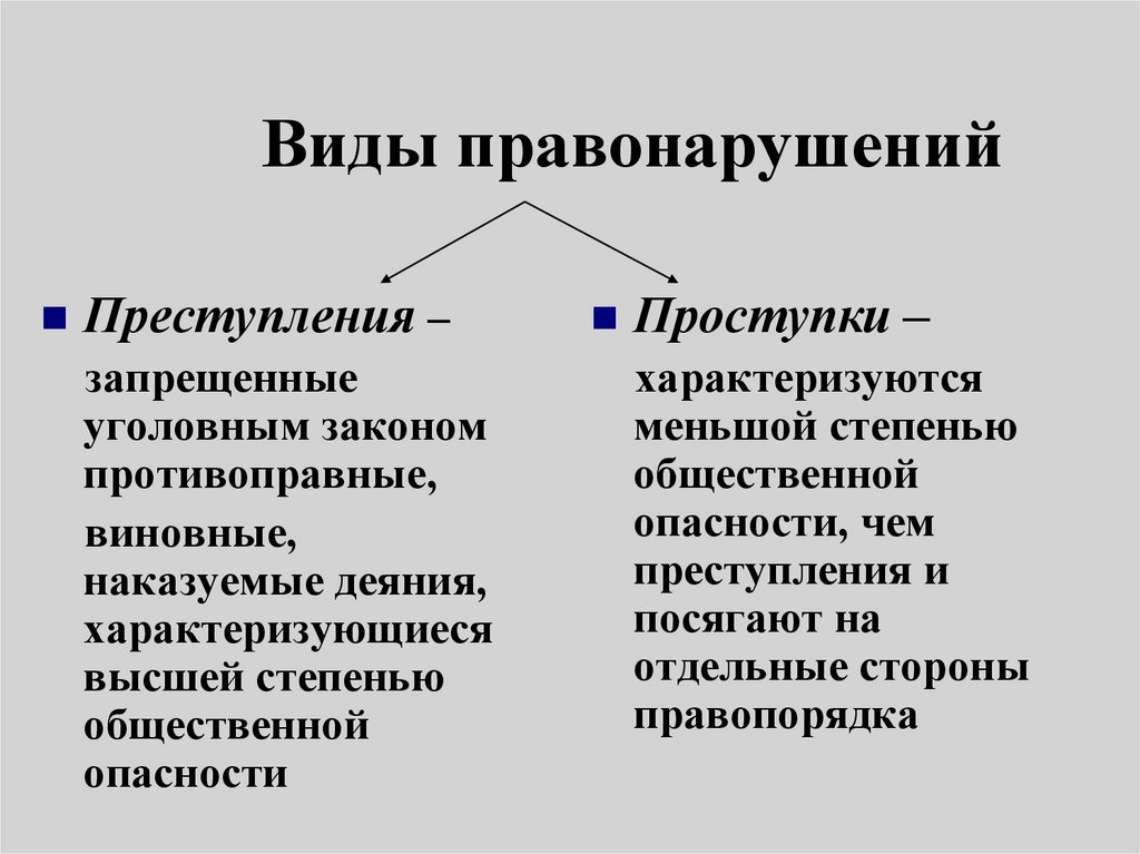 Виды правонарушений